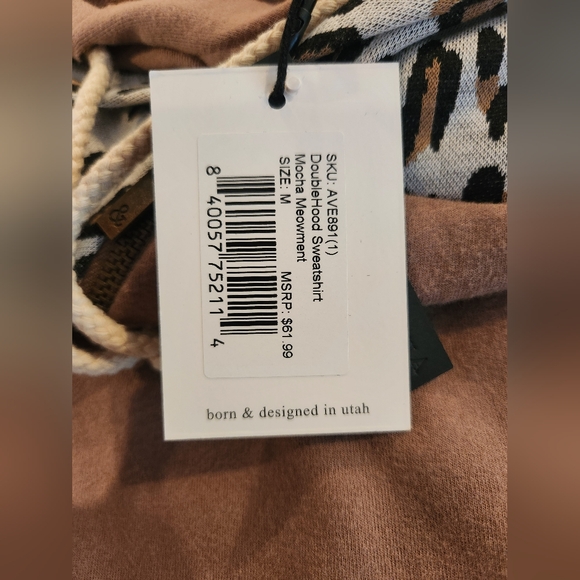 Ampersand Avenue Double Hoodie - Mocha Meowment - Women's Size Medium - Picture 6 of 8